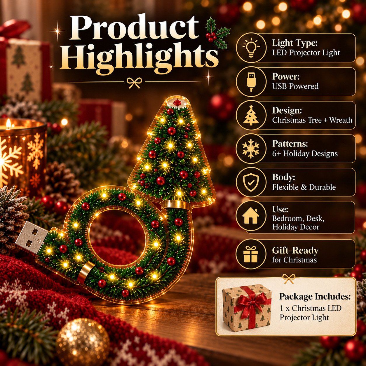 Christmas LED Projector Light product highlights