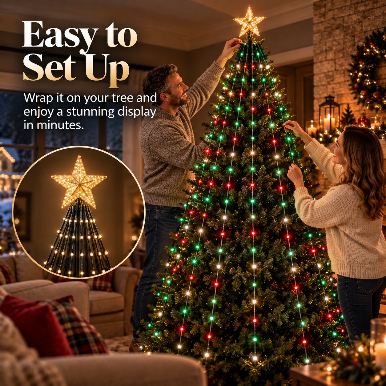 Easy setup on an existing Christmas tree