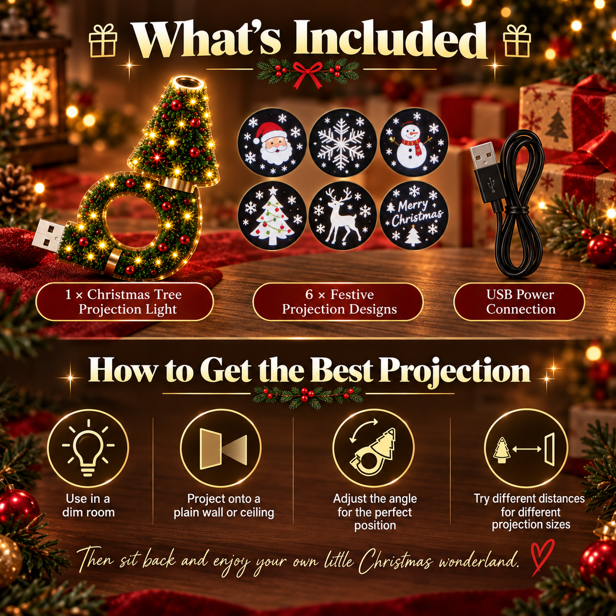 Christmas projector package contents and projection tips