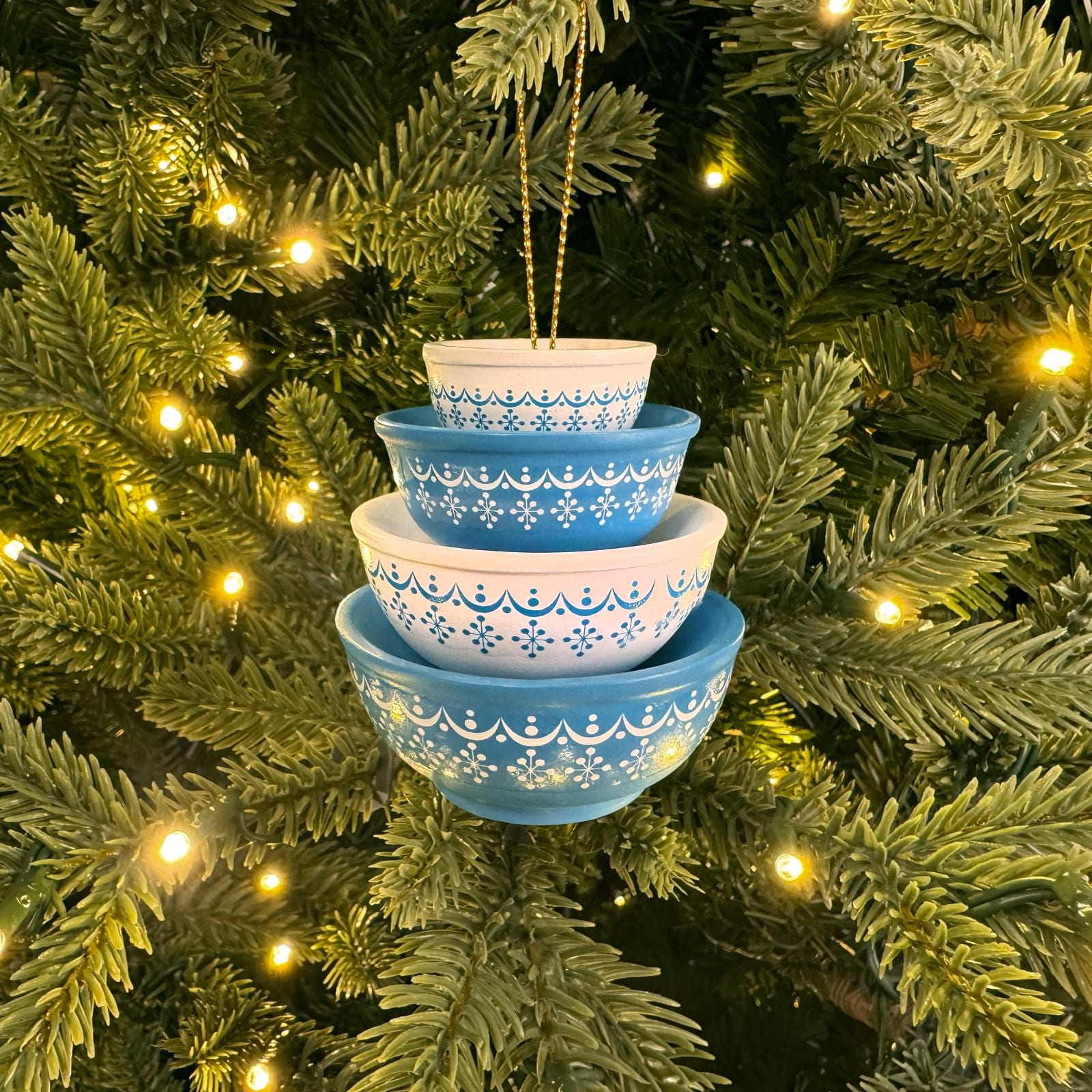 Retro Miniature Kitchen Bowl Stack Christmas Ornament Decor