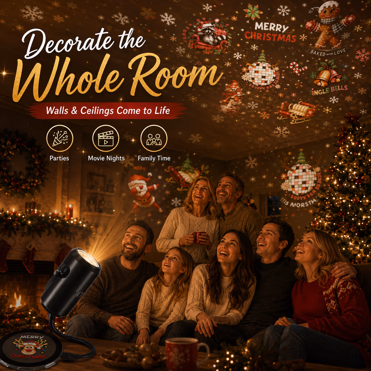 ✨Plug-&-Play HD Christmas Projector – 6 or 10 Festive Scenes