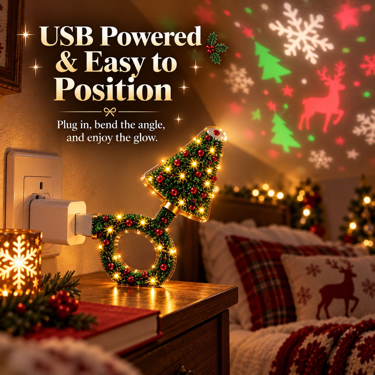USB powered adjustable Christmas projector