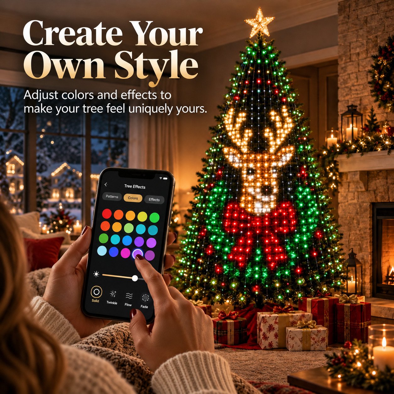 Custom smart Christmas tree light colors and effects
