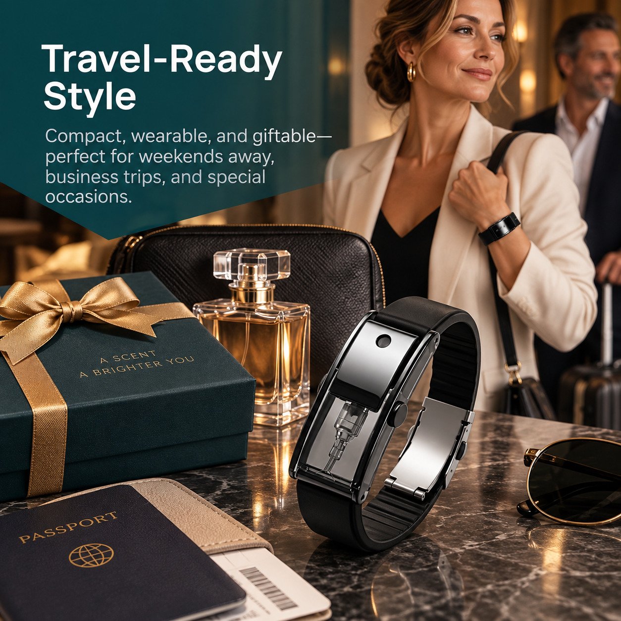 Travel ready refillable fragrance atomizer bracelet
