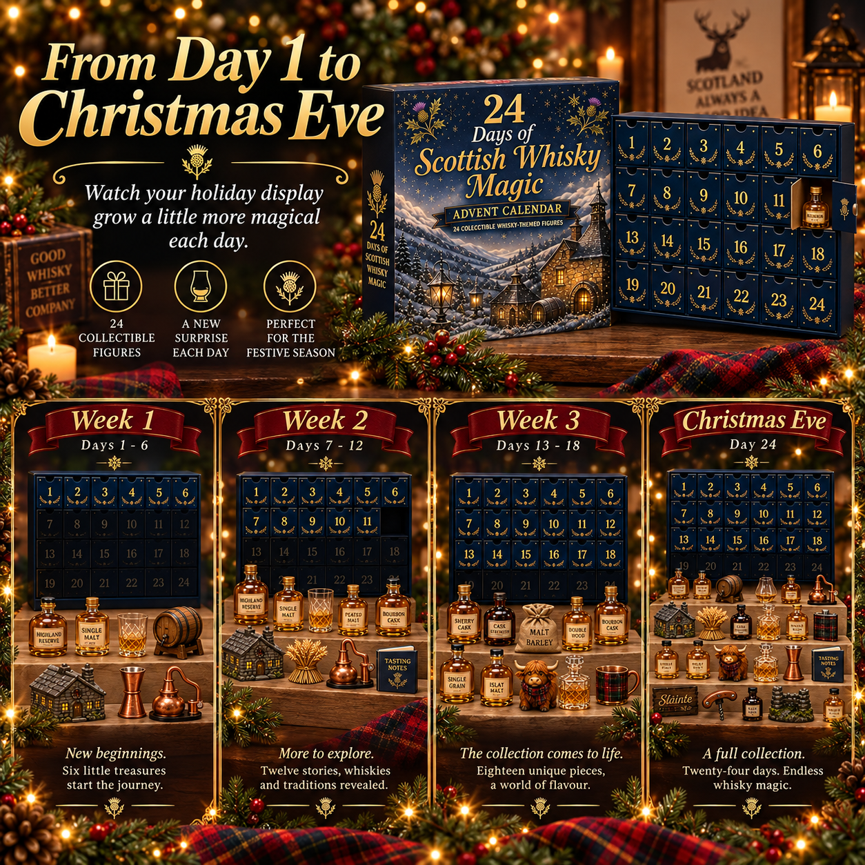 From day one to Christmas Eve whisky-inspired advent calendar countdown
