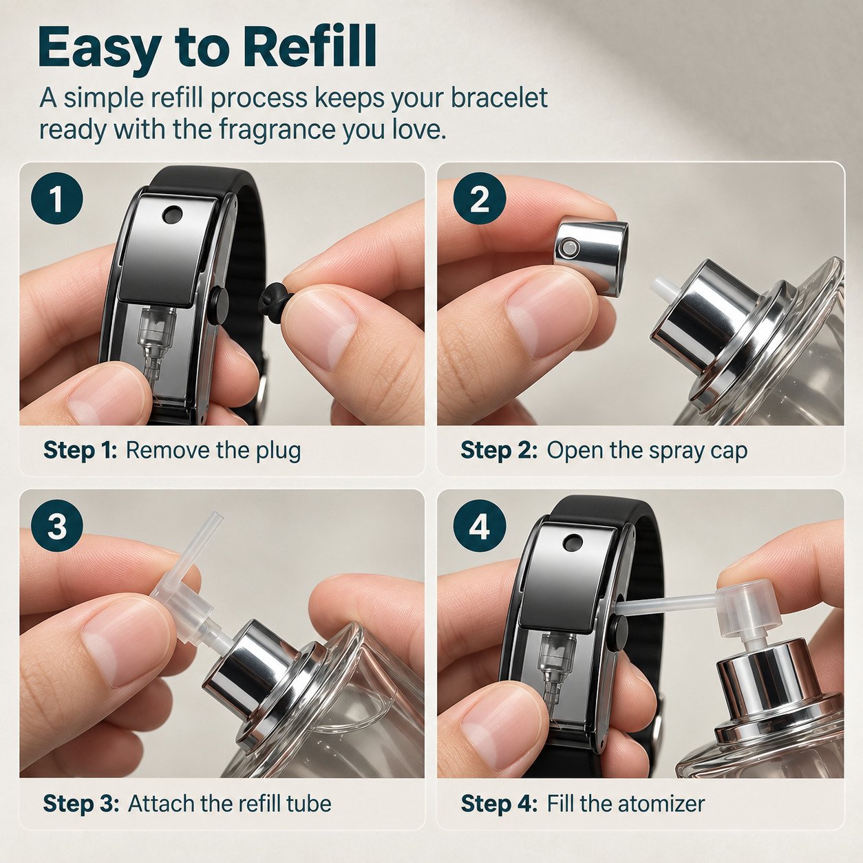 How to refill fragrance atomizer bracelet