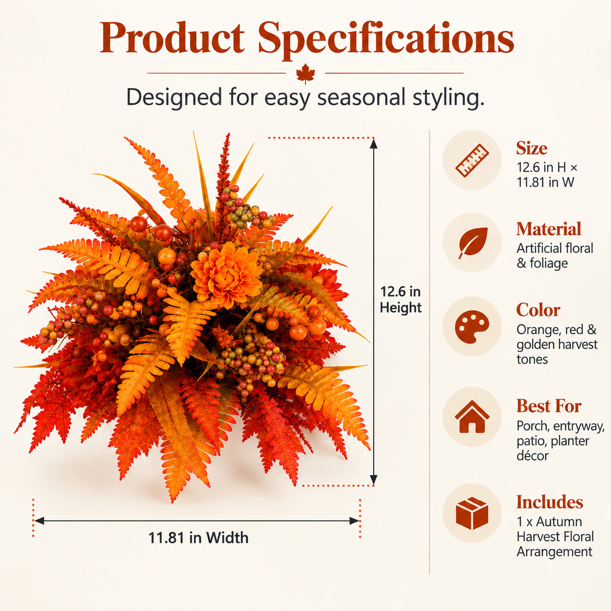 💥Hot Sale 50% Off 🍂 Autumn Harvest Floral Garden Stake Arrangement