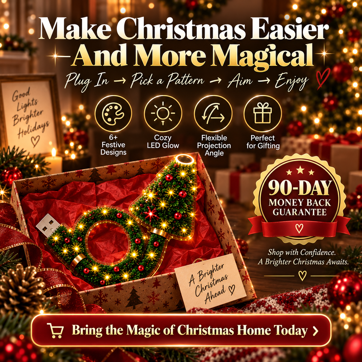 🎄 USB Christmas Tree Projection Light ✨ – 6 Festive Designs
