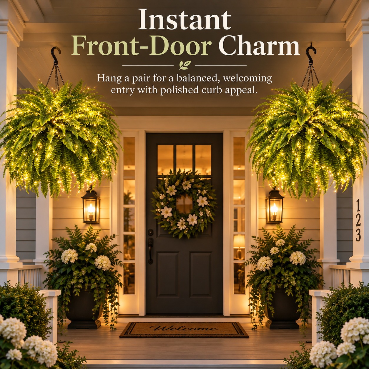 💛Glowing Boston Ferns with Lights – 🌿 Zero Watering, Zero Maintenance
