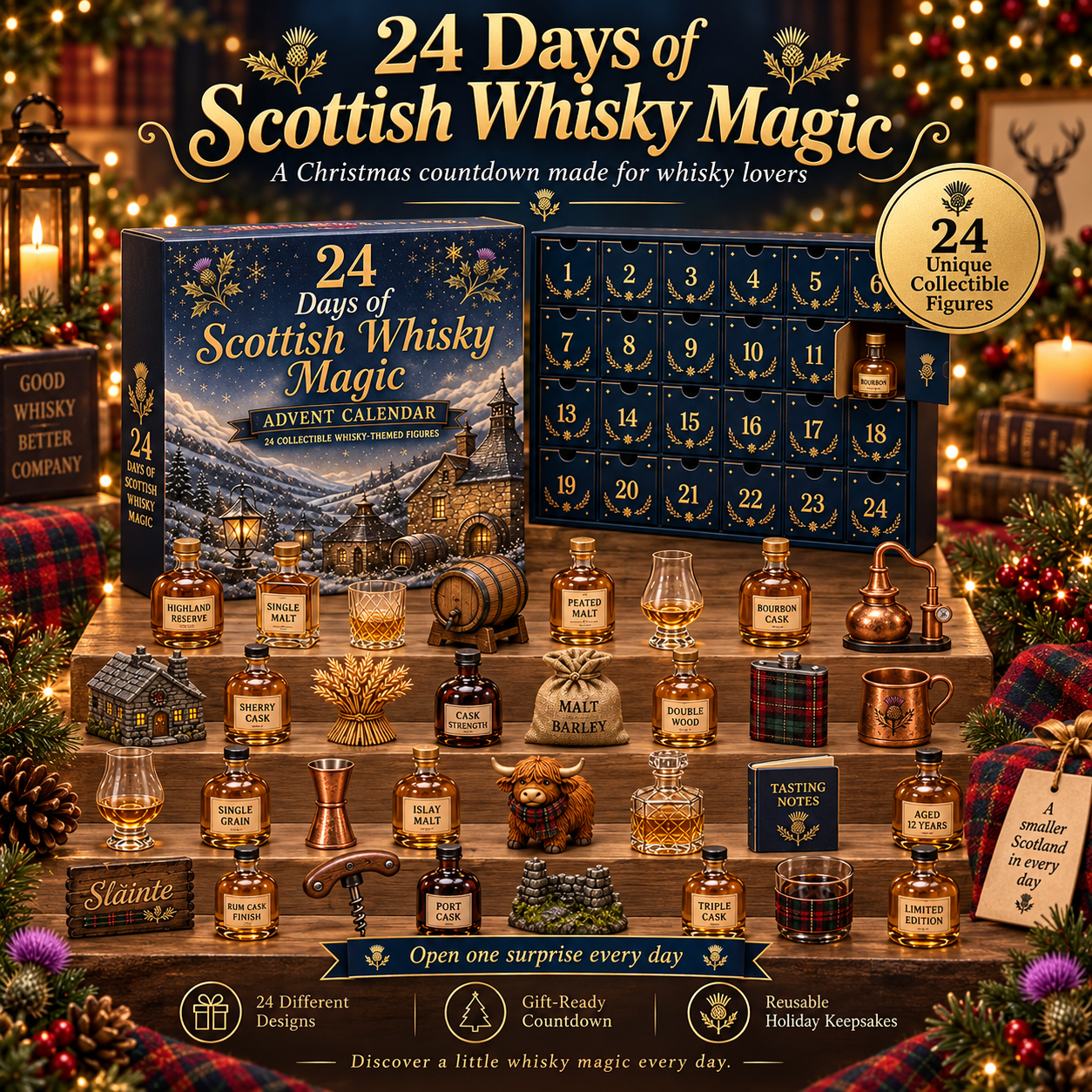 24 Days of Scottish Whisky Magic whisky-inspired collectible advent calendar