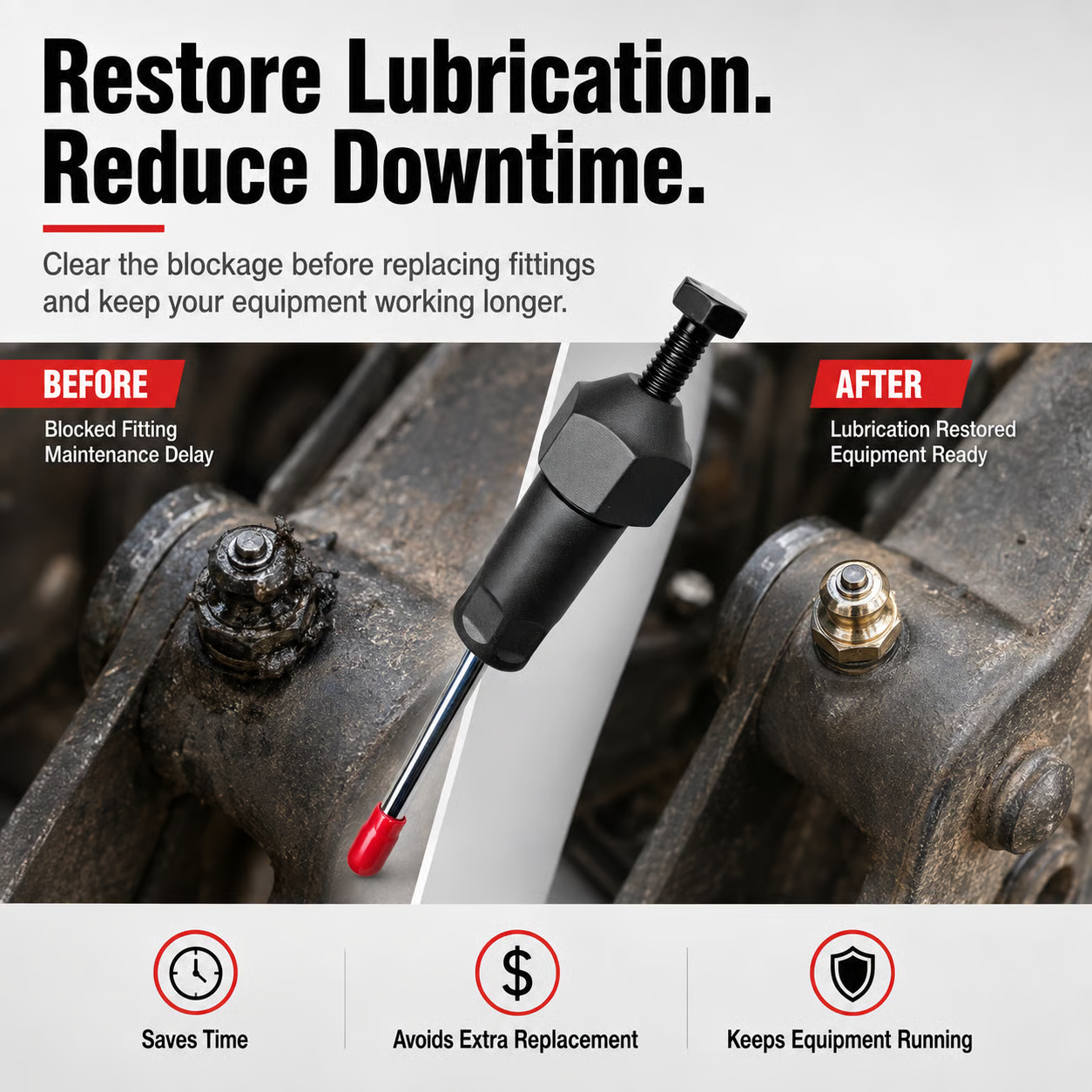 Heavy-Duty Grease Fitting Unclogging Tool