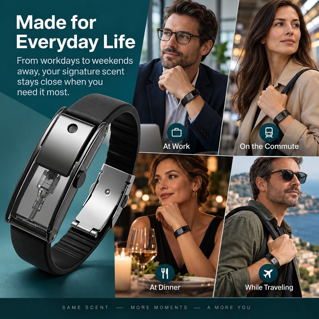 Fragrance atomizer bracelet for work travel and dinner