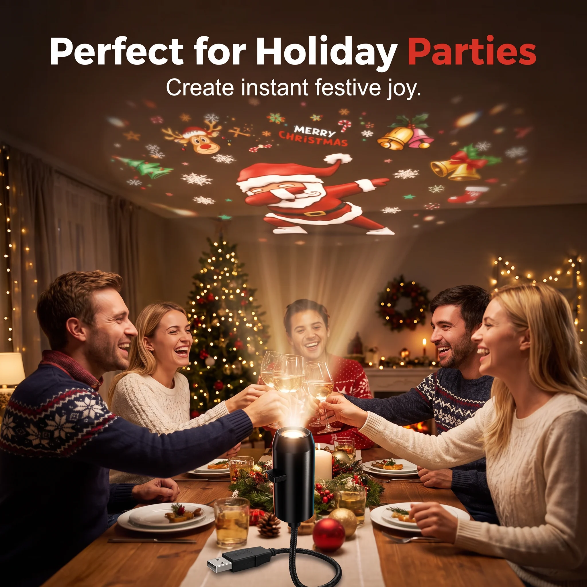✨Plug-&-Play HD Christmas Projector – 6 or 10 Festive Scenes