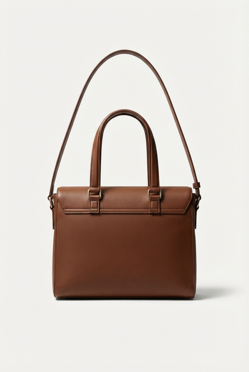 Brown vegan leather compact crossbody bag