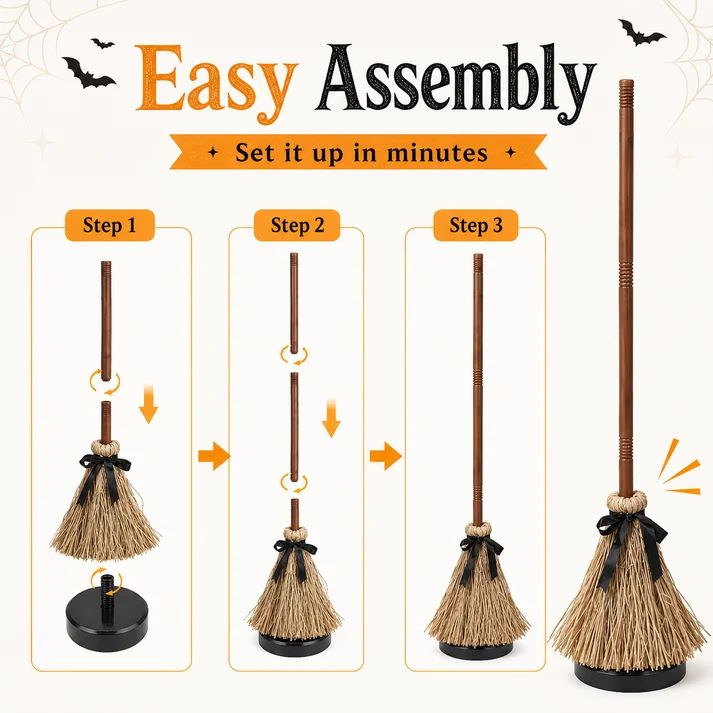 🧙‍♀️  Animated Floating Witch Broom Halloween Decor | Sound & Touch Activated🧹 - image-6a9f9462ccfcc5818dc94afa