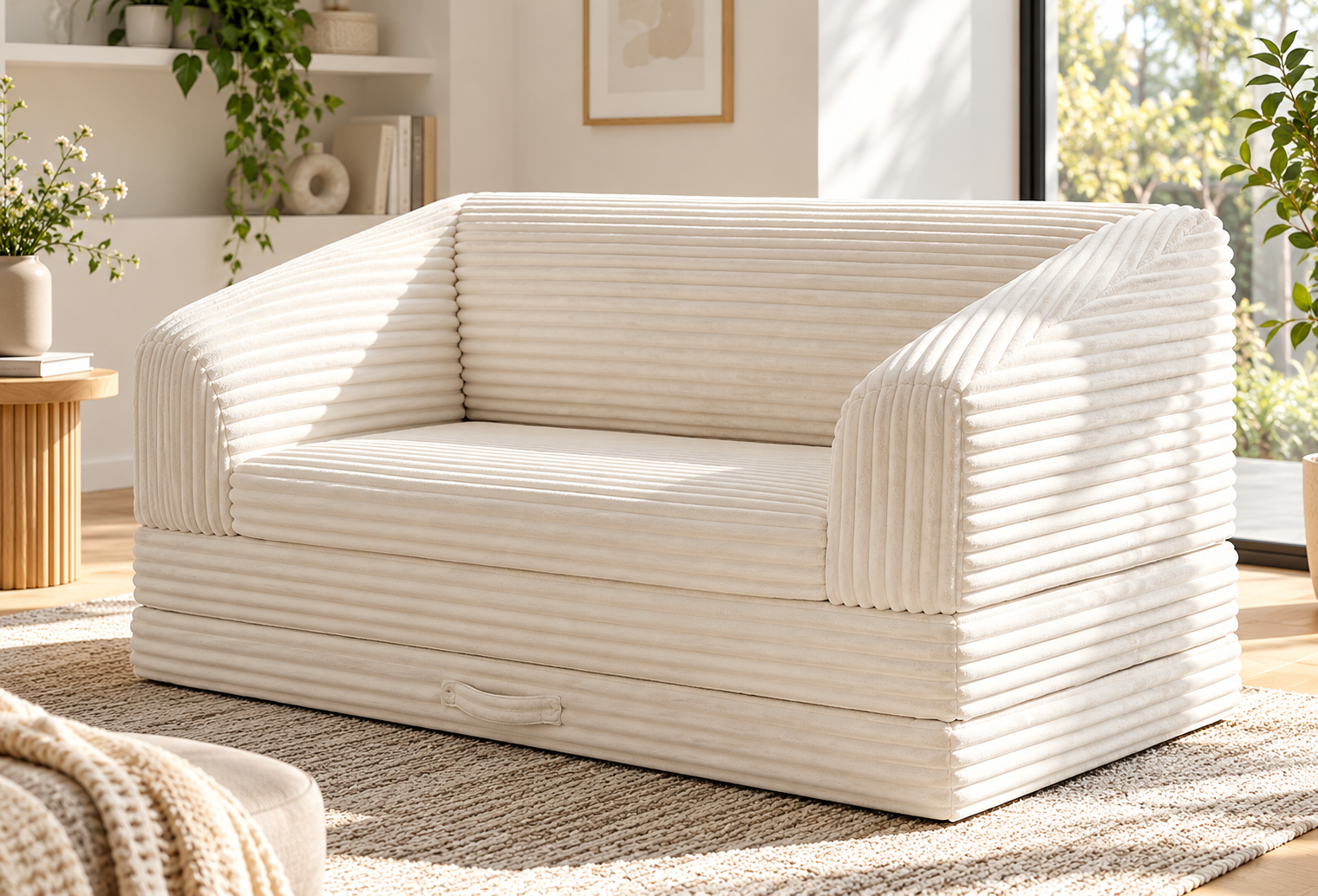 Convertible Boneless Loveseat Sleeper Sofa Bed, Folding Oversized Bean Bag Couch, Comfy Sofa Chairs for Adults with Filling