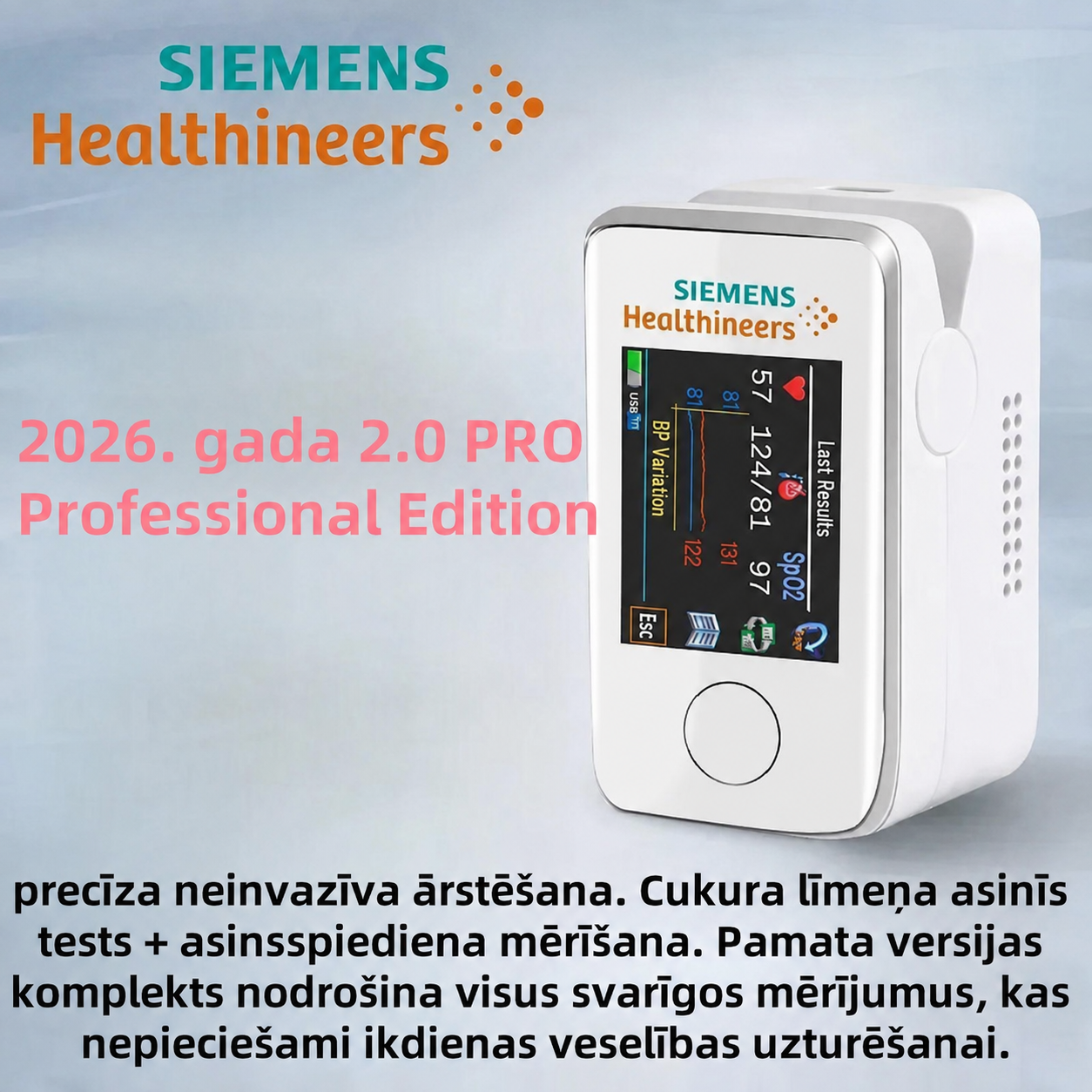 2026 3.0T 🌟 Siemens jaunās paaudzes nesāpīgs un neinvazīvs asins glikozes mērītājs — precīza un ērta ikdienas veselības uzraudzība