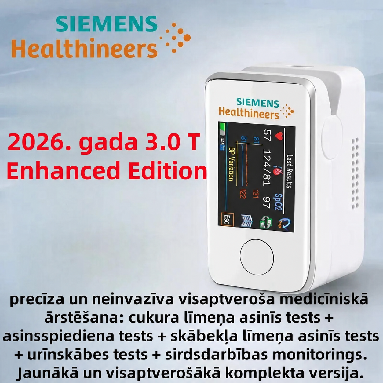 2026 3.0T 🌟 Siemens jaunās paaudzes nesāpīgs un neinvazīvs asins glikozes mērītājs — precīza un ērta ikdienas veselības uzraudzība