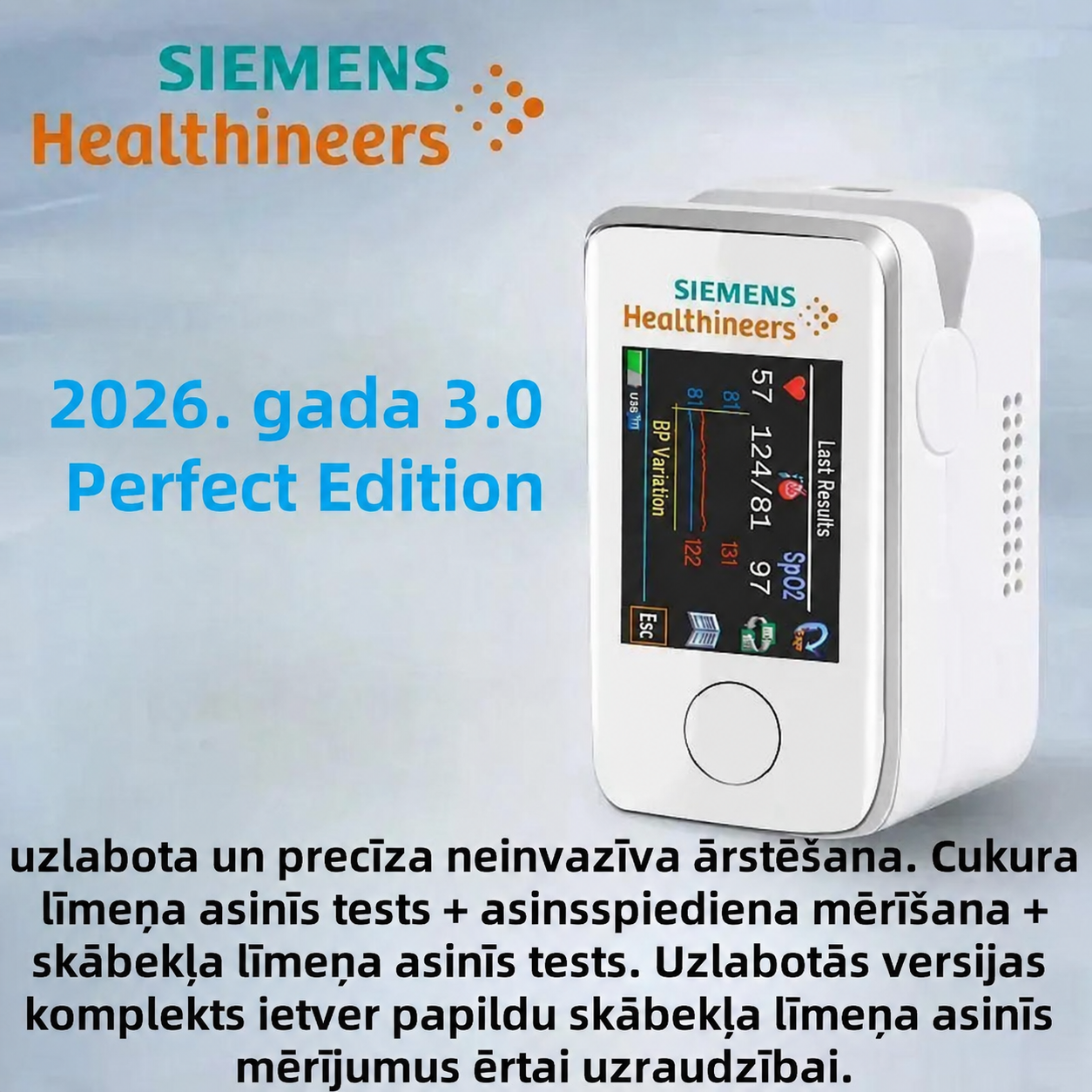 2026 3.0T 🌟 Siemens jaunās paaudzes nesāpīgs un neinvazīvs asins glikozes mērītājs — precīza un ērta ikdienas veselības uzraudzība
