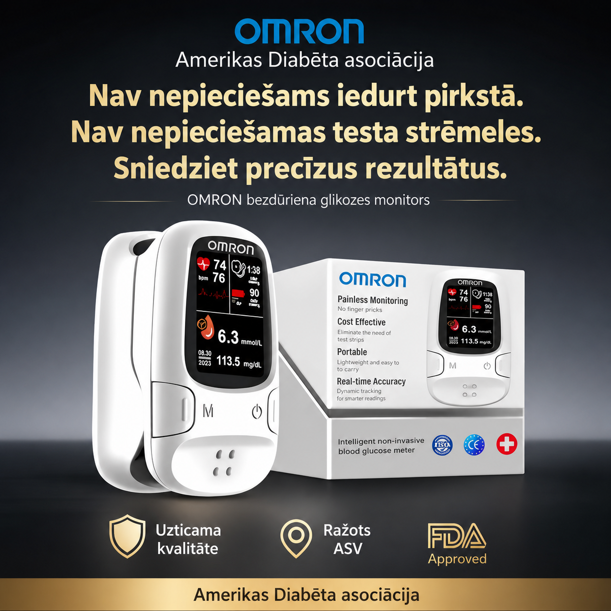 🔥 2026 jaunums — Omron™ neinvazīvais glikometrs bez adatām ātrai cukura līmeņa kontrolei