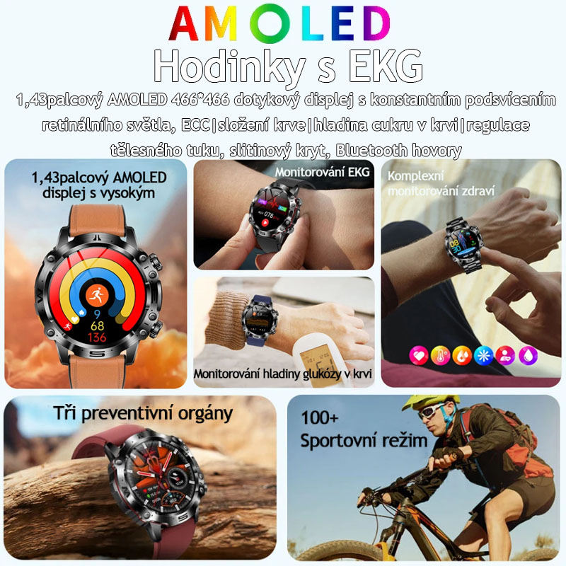 CHYTRÉ HODINKY S AI MEDICÁNSKOU DIAGNOSTIKOU - 2025 NOVÉ HODINKY S MĚŘENÍM KREVNÍCH LIPIDŮ, KYSELINY MOČOVÉ, HLADINY GLUKÓZY V KRVI - EKG+PPG, FITNESS TRACKER