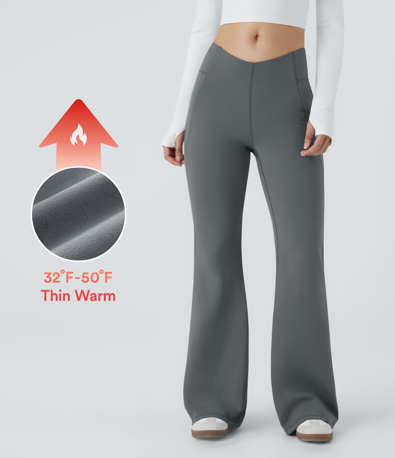 V Shaped High Waisted Thermal Yoga Flare Pants