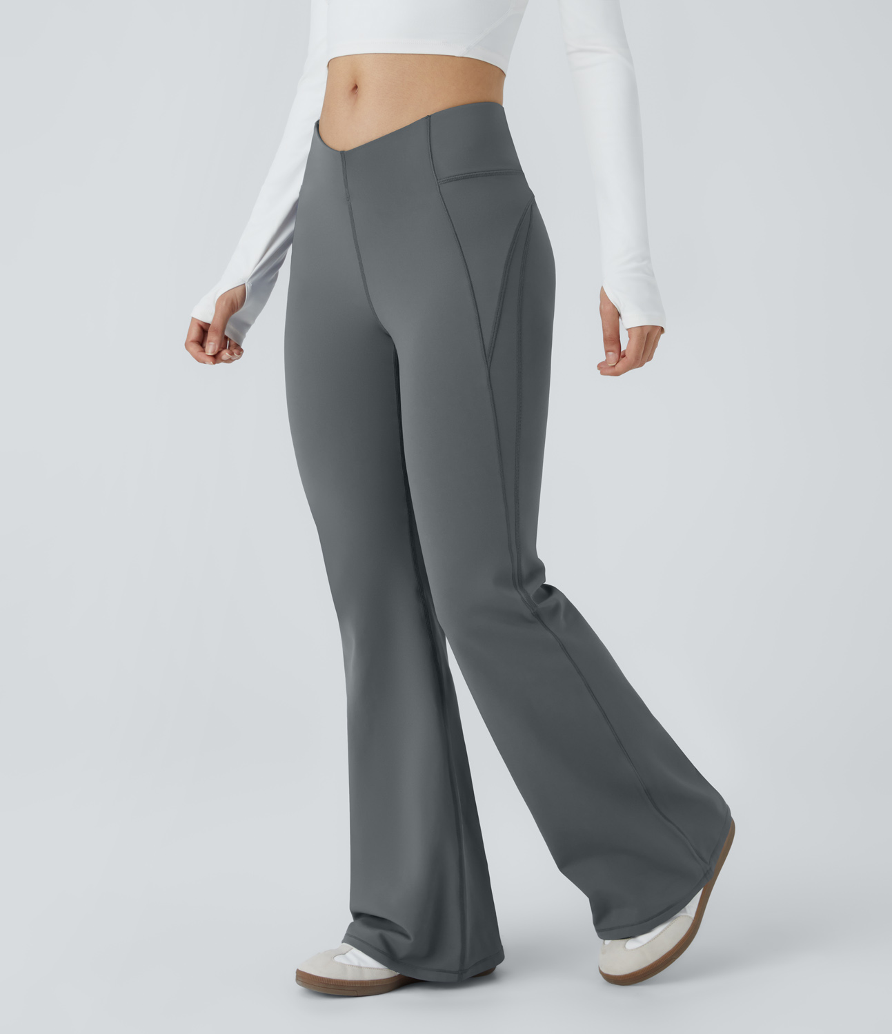 V Shaped High Waisted Thermal Yoga Flare Pants