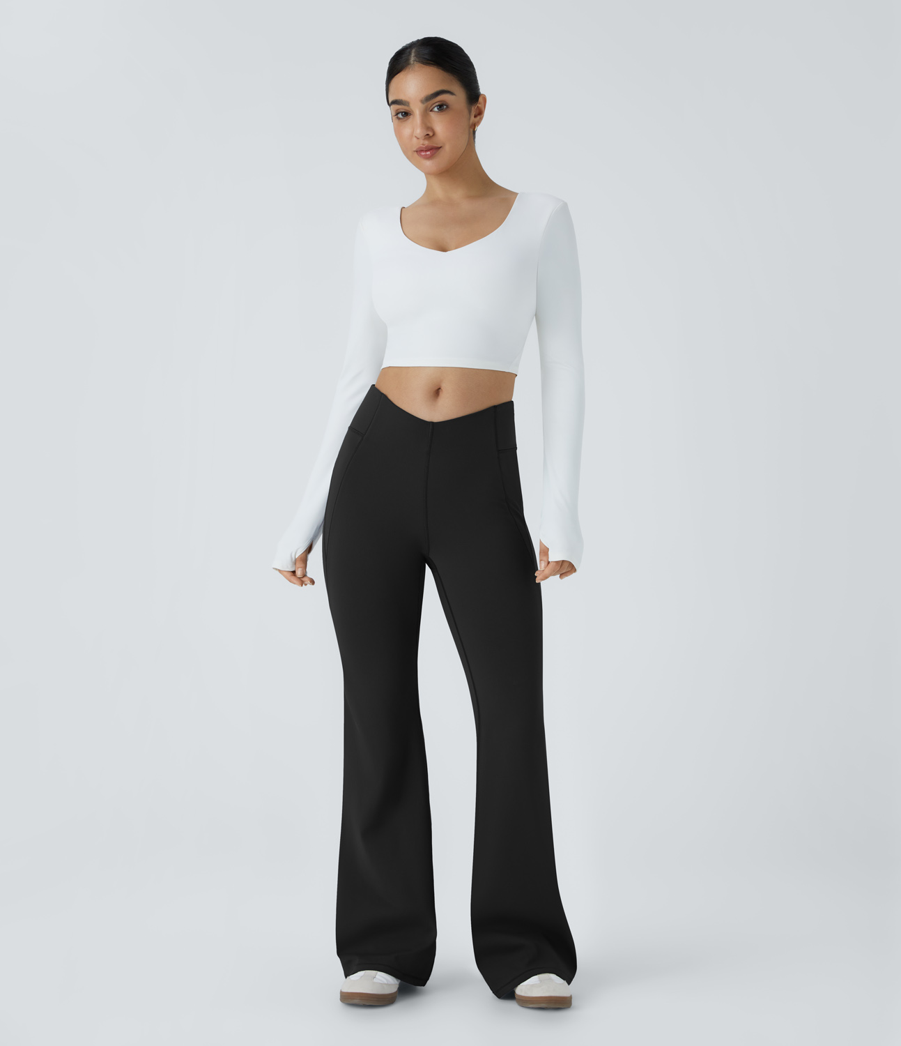 V Shaped High Waisted Thermal Yoga Flare Pants