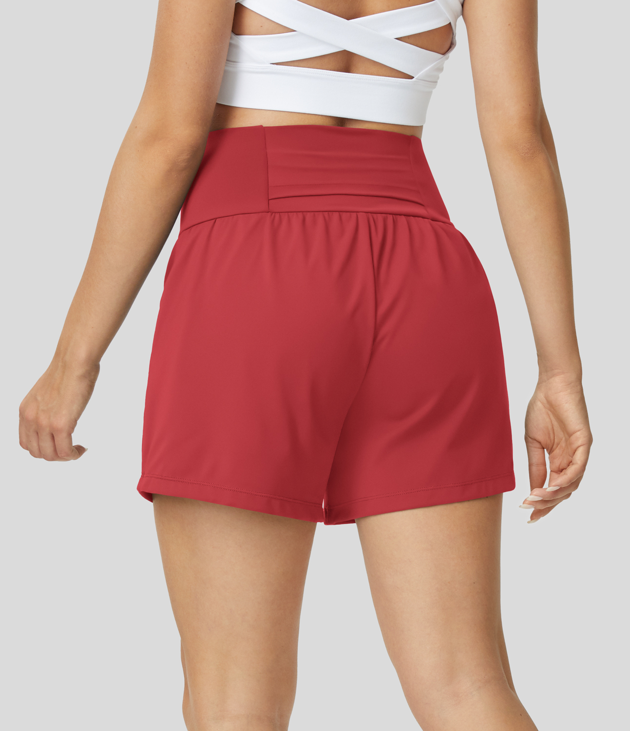 Super High Waisted Back Pocket & Side Hidden Pocket 2-in-1 Yoga Shorts 5''-Longer Length