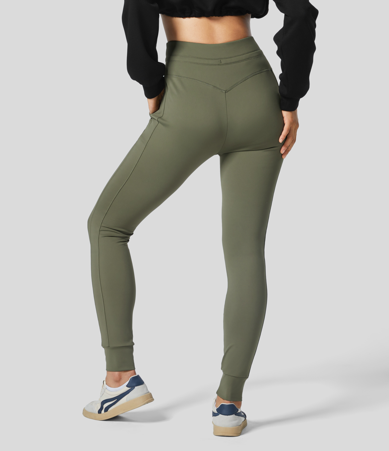 Softlyzero Thermal High Waisted Drawstring Side Pocket Full Length Yoga Joggers