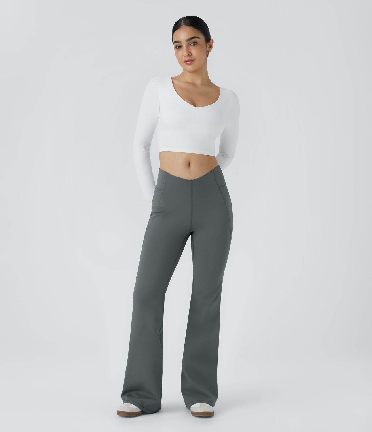 V Shaped High Waisted Thermal Yoga Flare Pants