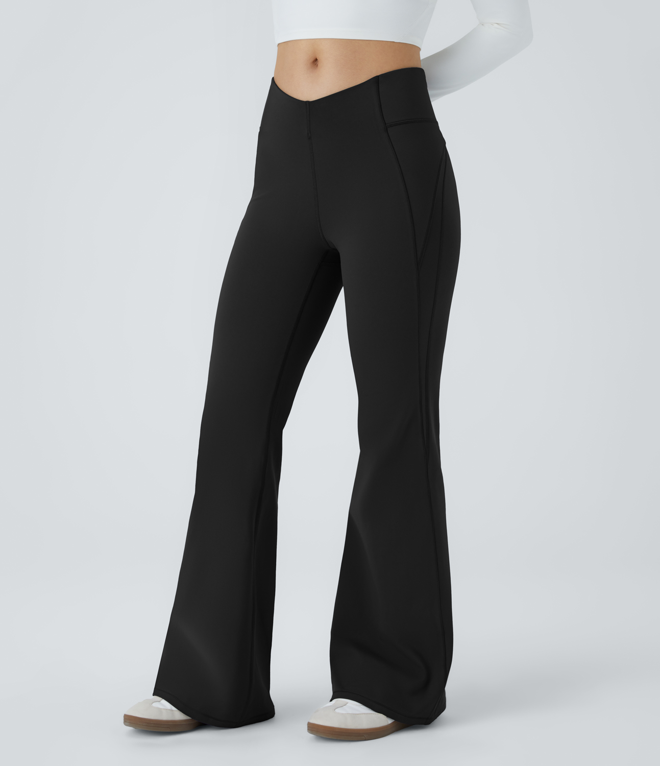 V Shaped High Waisted Thermal Yoga Flare Pants