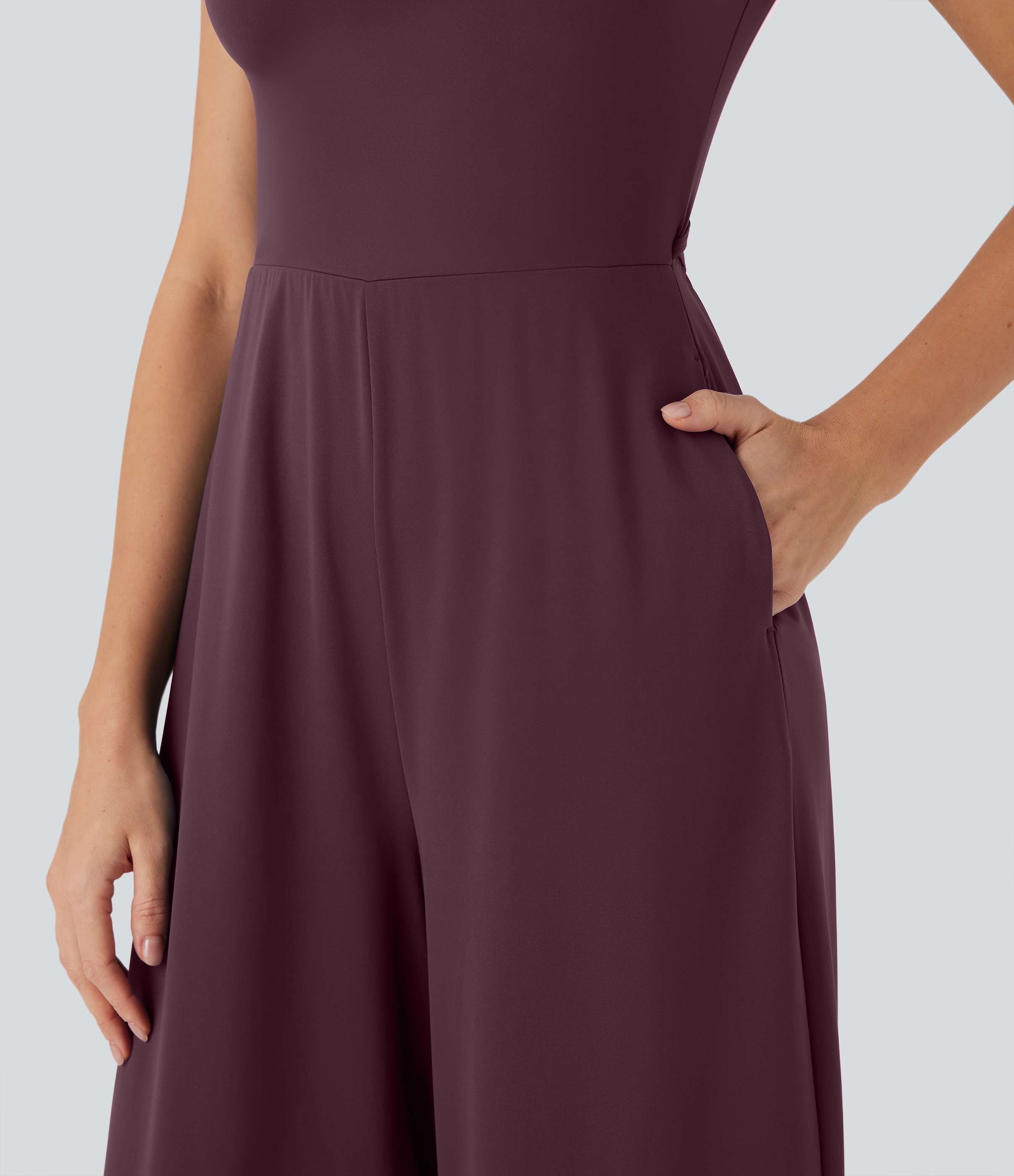 SoftlyZero Airy Short Sleeve Wide Leg Cool Touch Yoga Jumpsuit with Pockets-Easy Peezy Edition