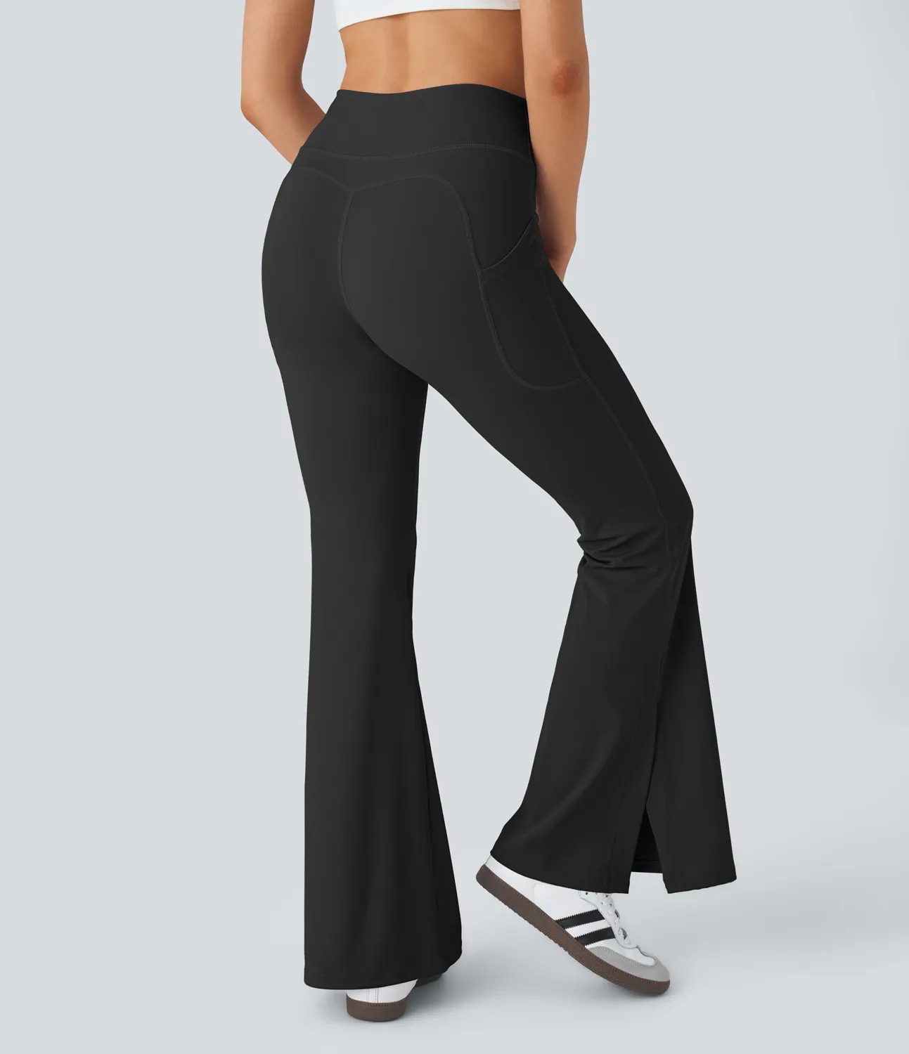 Softlyzero Airy High Waisted Side Pocket Split Casual Flare Leggings-UPF50+