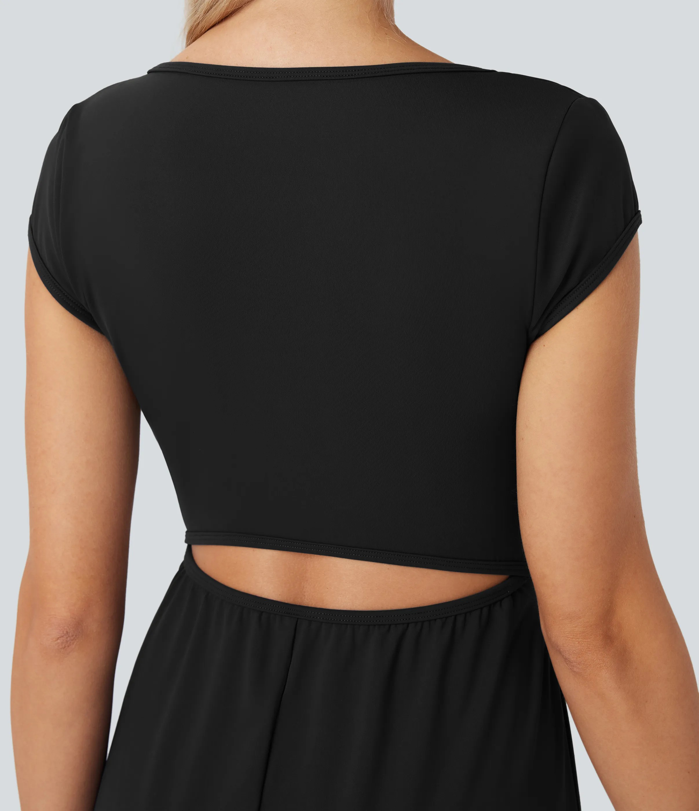 SoftlyZero Airy Short Sleeve Wide Leg Cool Touch Yoga Jumpsuit with Pockets-Easy Peezy Edition