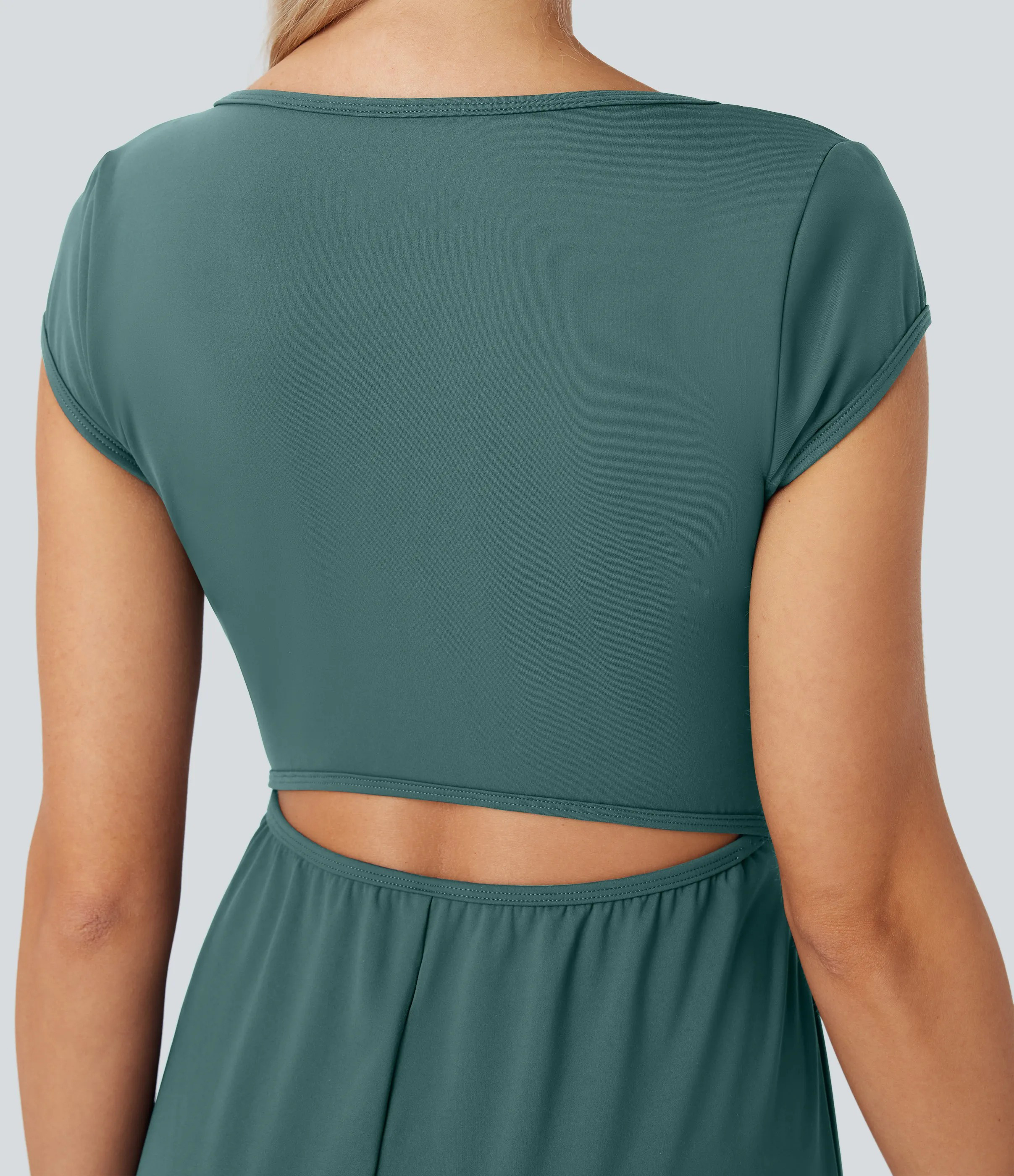 SoftlyZero Airy Short Sleeve Wide Leg Cool Touch Yoga Jumpsuit with Pockets-Easy Peezy Edition