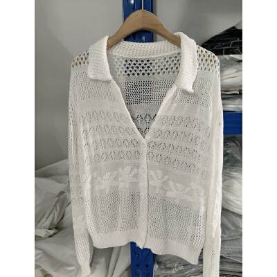 Women's Openwork Jacquard Knit Cardigan