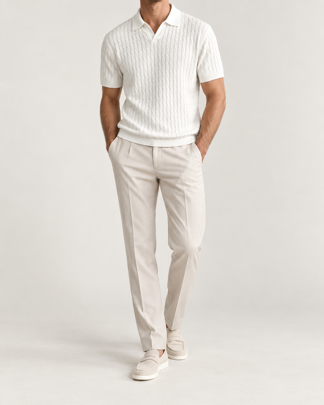 Men’s Old-Money Style Cool-Touch Honeycomb Knit Polo