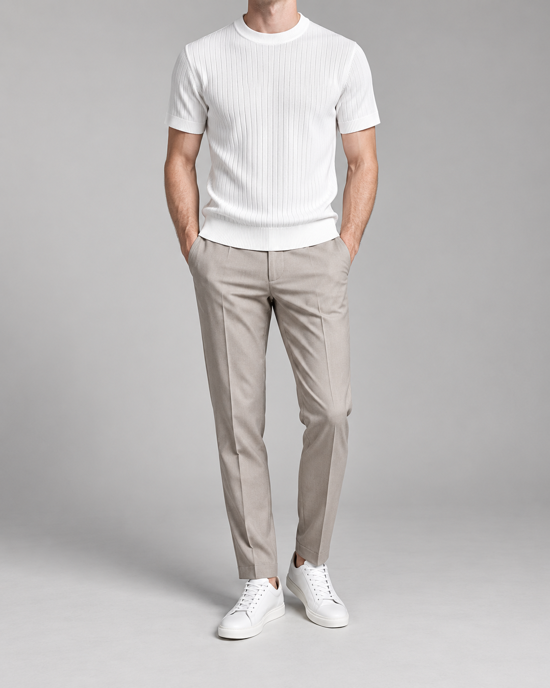 Men's Cooling Ribbed Knit Short Sleeve Shirt