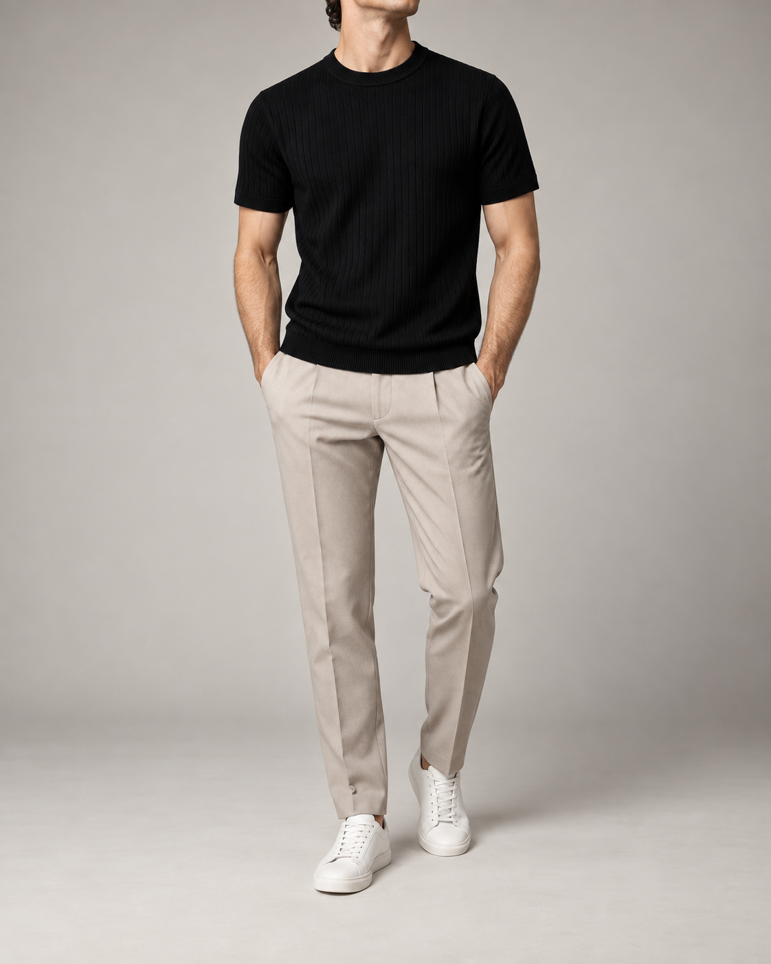 Men's Cooling Ribbed Knit Short Sleeve Shirt