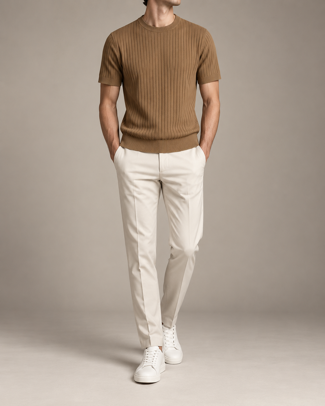 Men's Cooling Ribbed Knit Short Sleeve Shirt