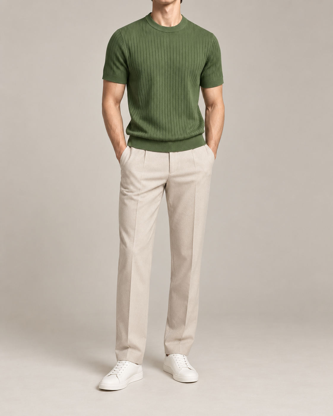 Men's Cooling Ribbed Knit Short Sleeve Shirt