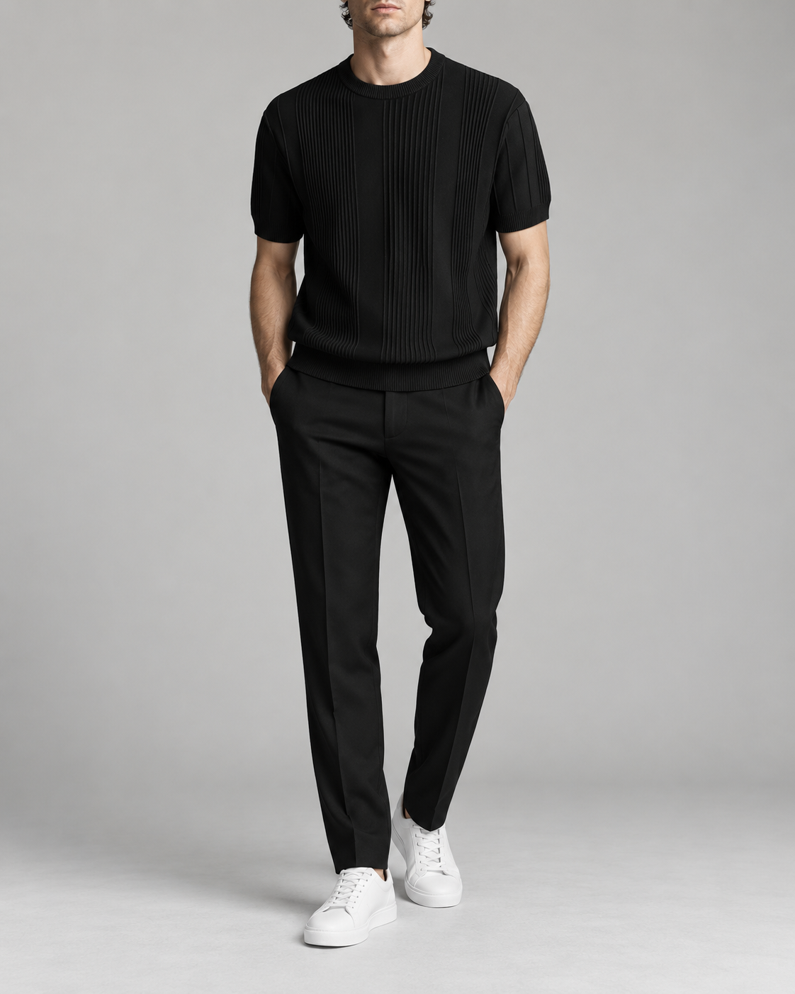 Men's Cooling Vertical Rib Knit Short Sleeve Shirt