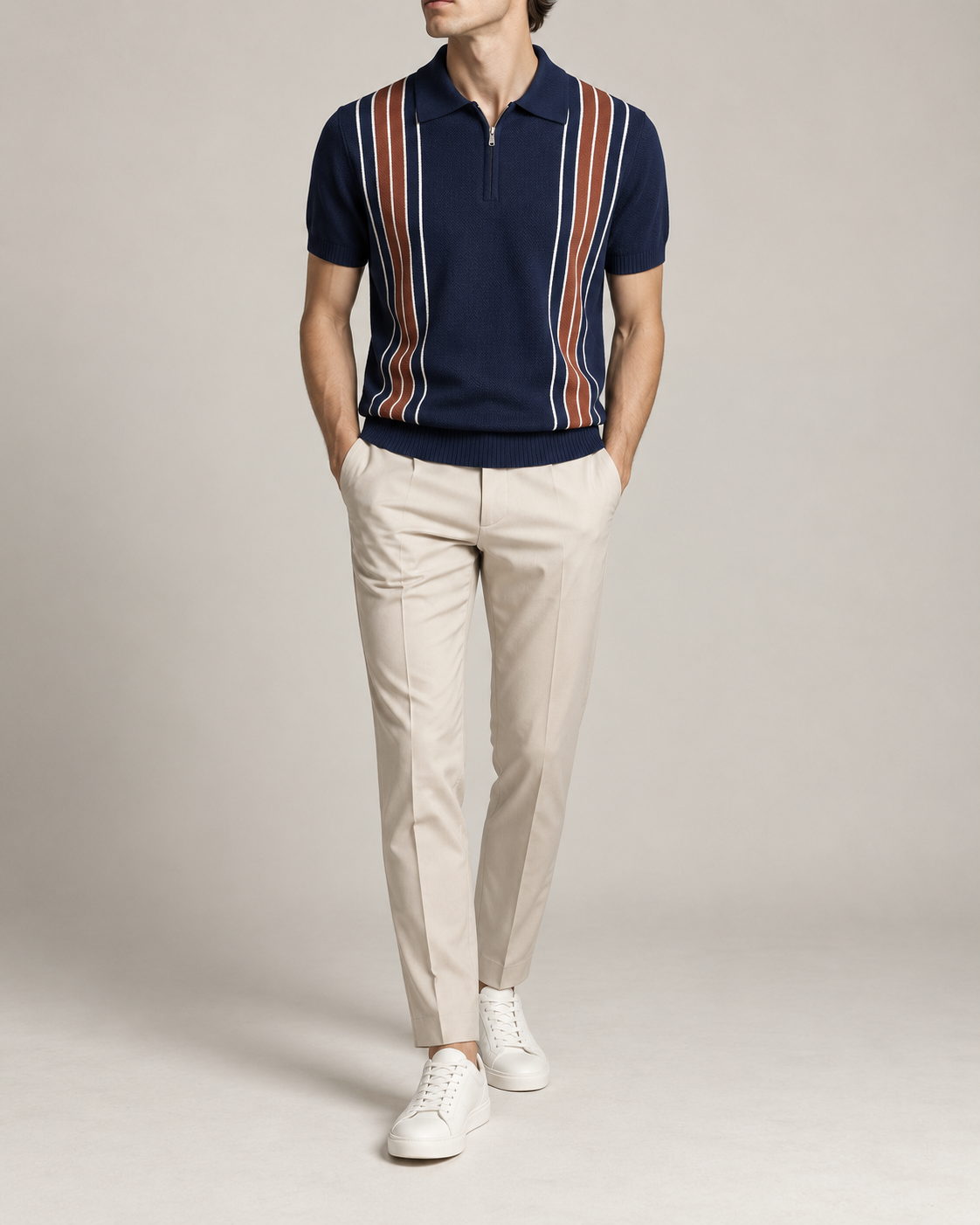 Men's Cooling Honeycomb Knit Half Zip Polo Shirt