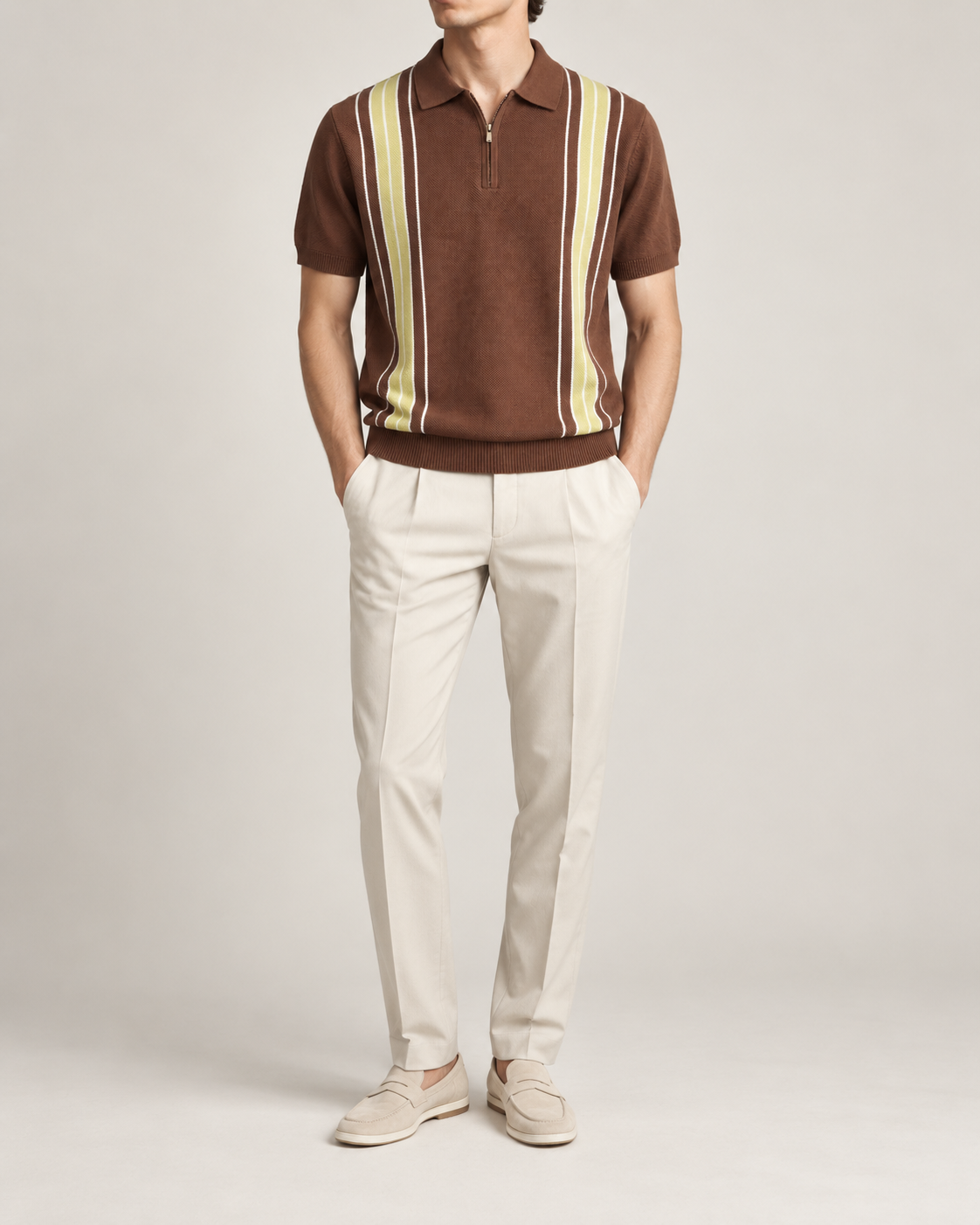 Men's Cooling Honeycomb Knit Half Zip Polo Shirt