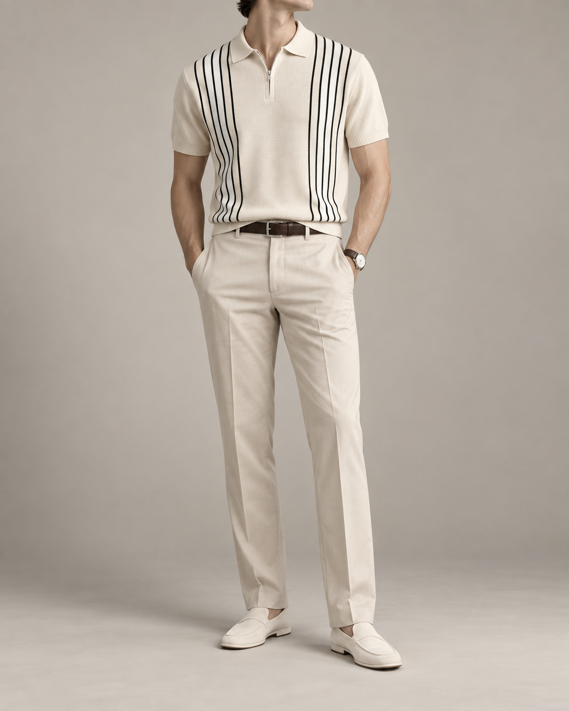 Men's Cooling Honeycomb Knit Half Zip Polo Shirt