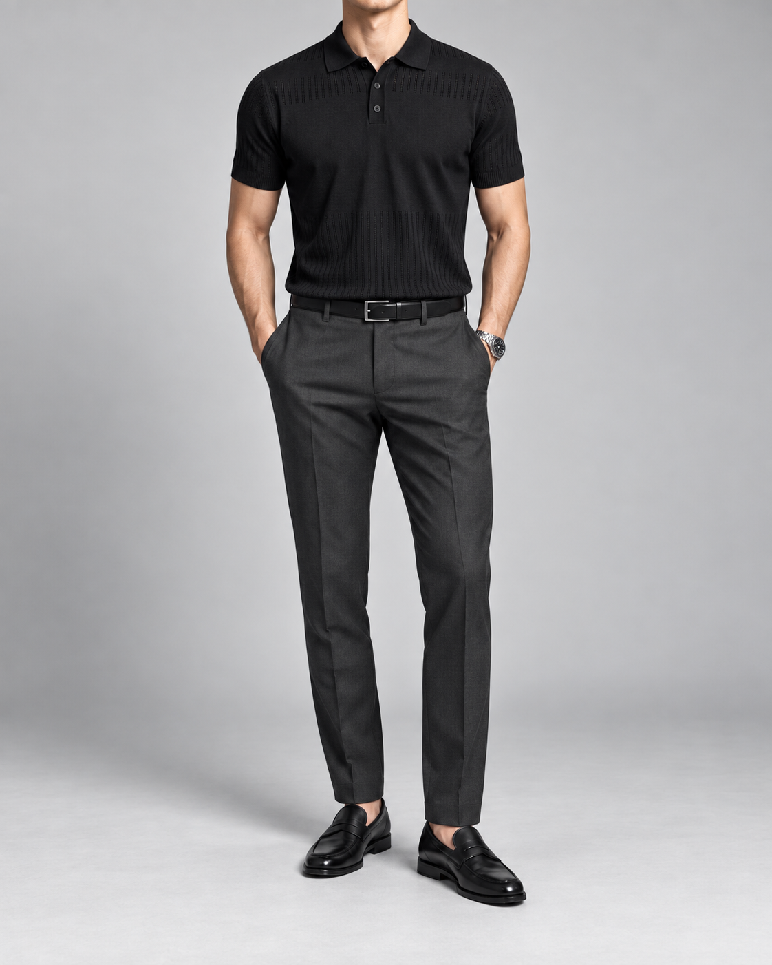 Men's Cooling Openwork Knit Short Sleeve Shirt