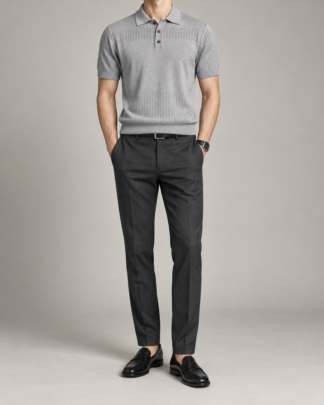 Men's Cooling Openwork Knit Short Sleeve Shirt