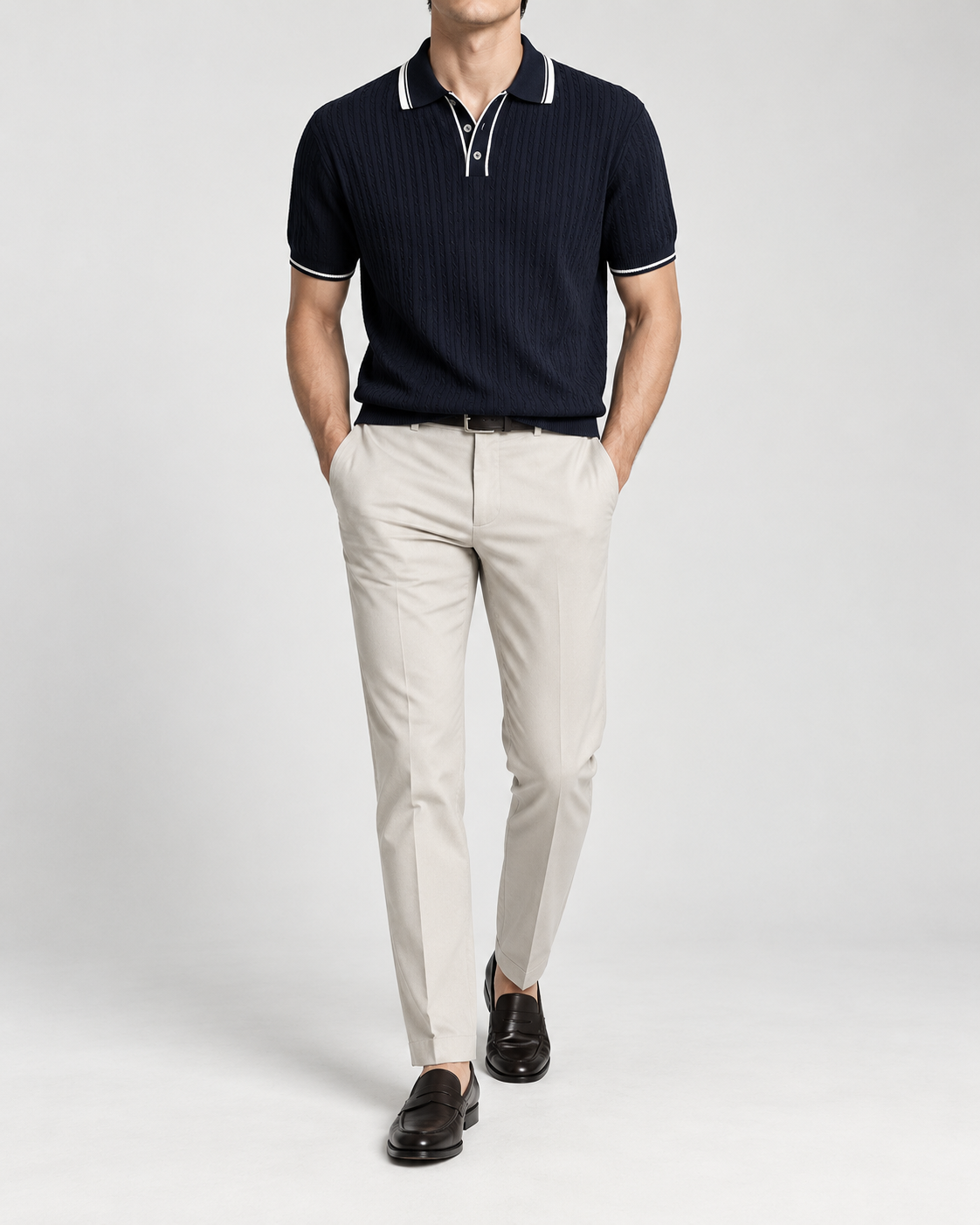 Men's Cooling Cable Knit Polo Shirt