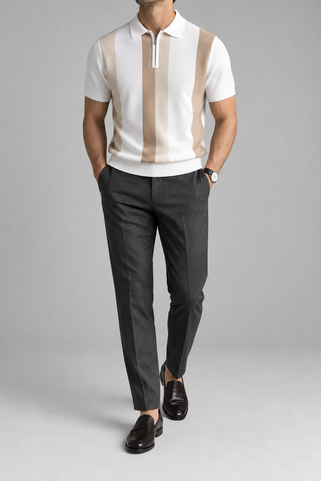 Men's Cooling Cable Knit Polo Shirt
